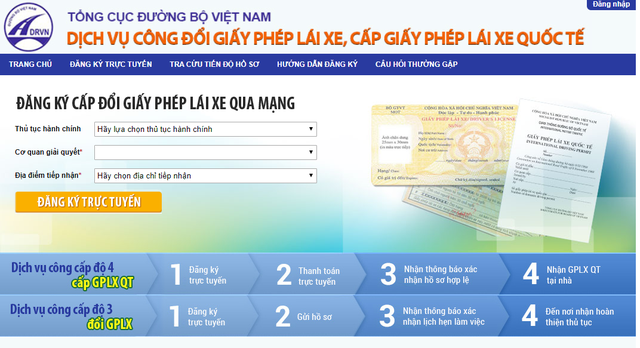 Đổi giấy phép lái xe qua mạng: \