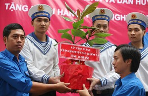 Thanh niên TPHCM tiếp nhận cây bàng vuông từ Trường Sa 