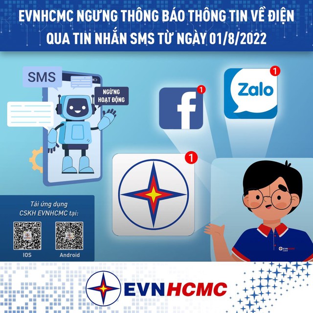 EVNHCMC: Ngừng nhắn tin SMS để chuyển sang nhắn tin qua ứng dụng điện tử từ ngày 1/8/2022 - Ảnh 1.
