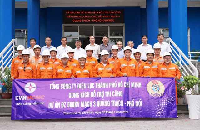 EVNHCMC tiếp sức thi công Đường dây 500kV mạch 3 Quảng Trạch - Phố Nối- Ảnh 1.