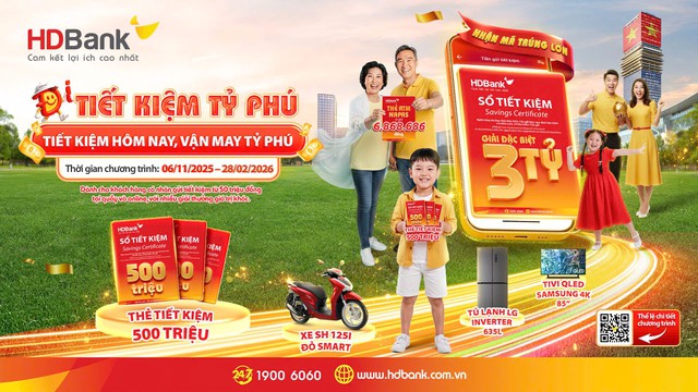 "Tiết kiệm Tỷ phú" HDBank với giải thưởng đặc biệt lên đến 3 tỷ đồng- Ảnh 1.