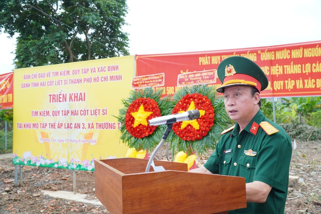 Triển khai tìm kiếm, quy tập hài cốt liệt sĩ tại ấp Lạc An 3 xã Thường Tân- Ảnh 1.