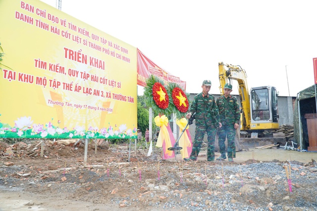 Triển khai tìm kiếm, quy tập hài cốt liệt sĩ tại ấp Lạc An 3 xã Thường Tân- Ảnh 2.