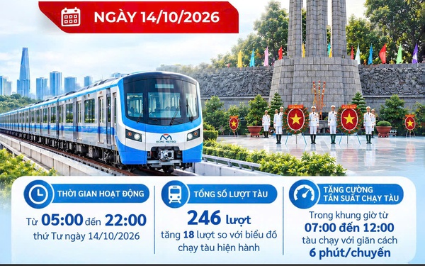 Metro số 1 tăng chuyến sáng 14/10 phục vụ người dân tiễn đưa các Anh hùng liệt sĩ